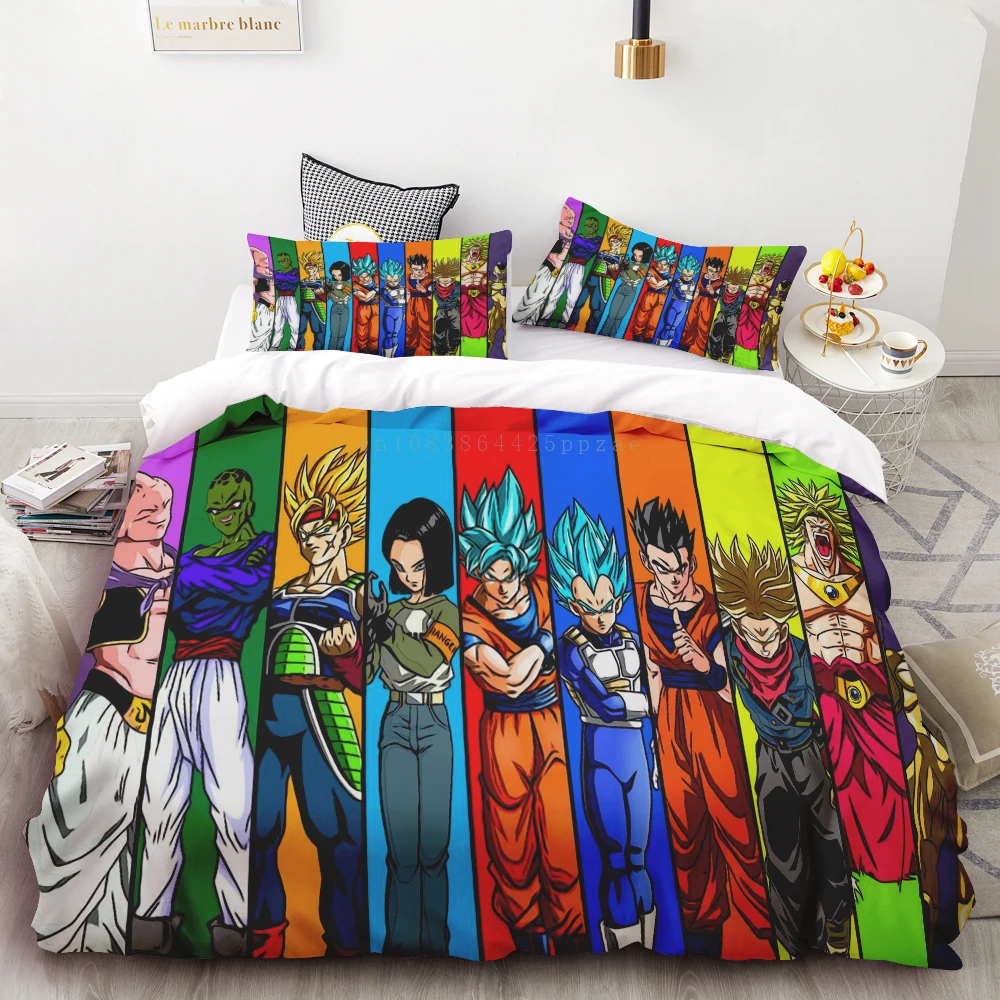 3pc Duvet Cover Dragon Ball Bedding Set Anime Goku Comforter Quilt Cover Single Twin Full Queen Size 3d Kids Adult Boys Gift