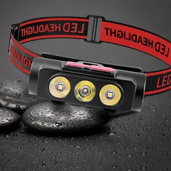 MINI Type-C White LED 18650 Hunting headlight Fishing 6 Mode Torch head lamp Lighting Headlamp Flash light head