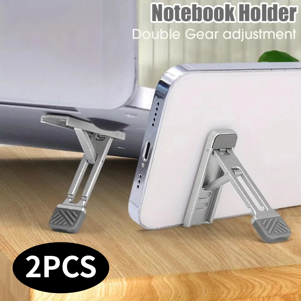 2Pcs Mini Invisible Mobile Phone Stand Self-adhesive Metal Bracket for IPad IPhone 15 Samsung Adjustable Folding Kickstand