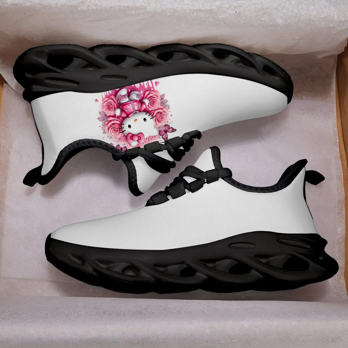 

Детская спортивная обувь Hello Kitty, модные сетчатые дышащие кроссовки с перекрестной завязкой для мальчиков, весенне-осенние детские уличные кроссовки для девочек