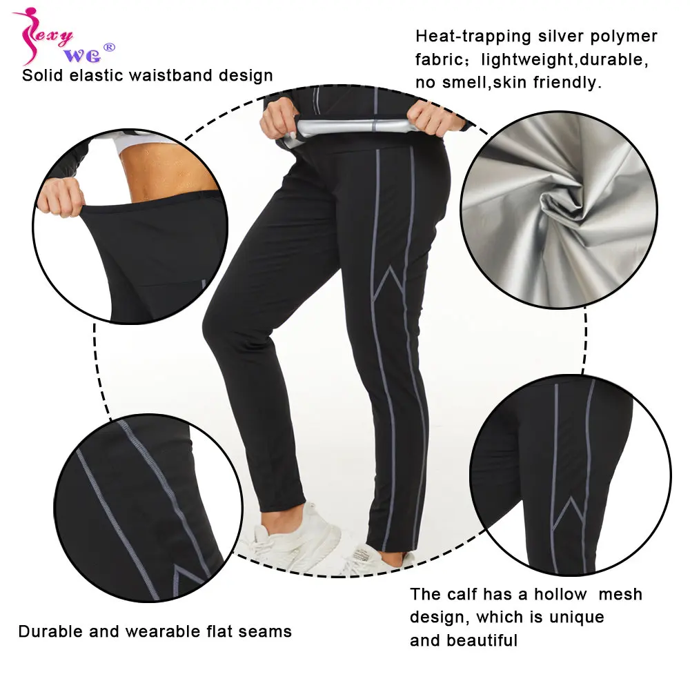 SEXYWG Sauna Set for Women Weight Loss Suit Sweat Top Pants Fitness Jacket Leggings Thermo Long Sleeves Trousers Body Shaper Gym