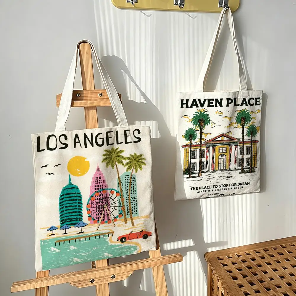 California-style vintage Storage Bags Canvas bags are suitable for going to class, shopping, gifts, and commuting
