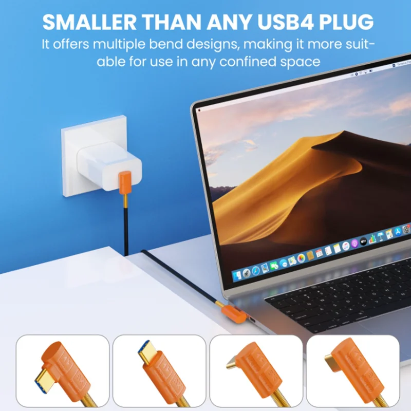 Up Dwon Lefe Right USB 4.0 Type C Silicone Cable, 40Gbps Bidirectional Data, 240W PD  8K@60Hz Video, Gaming Laptop, Monitor