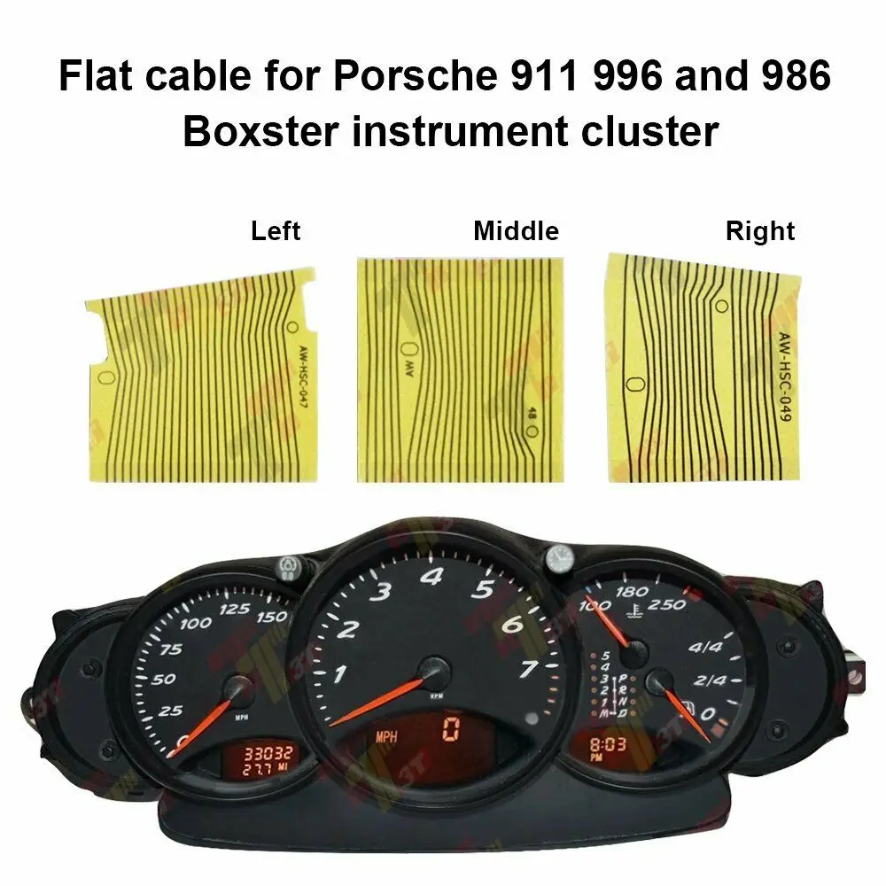 

Left+Mid+Right Flat LCD Ribbon Cable for Porsche 911 996 986 Boxster instrument