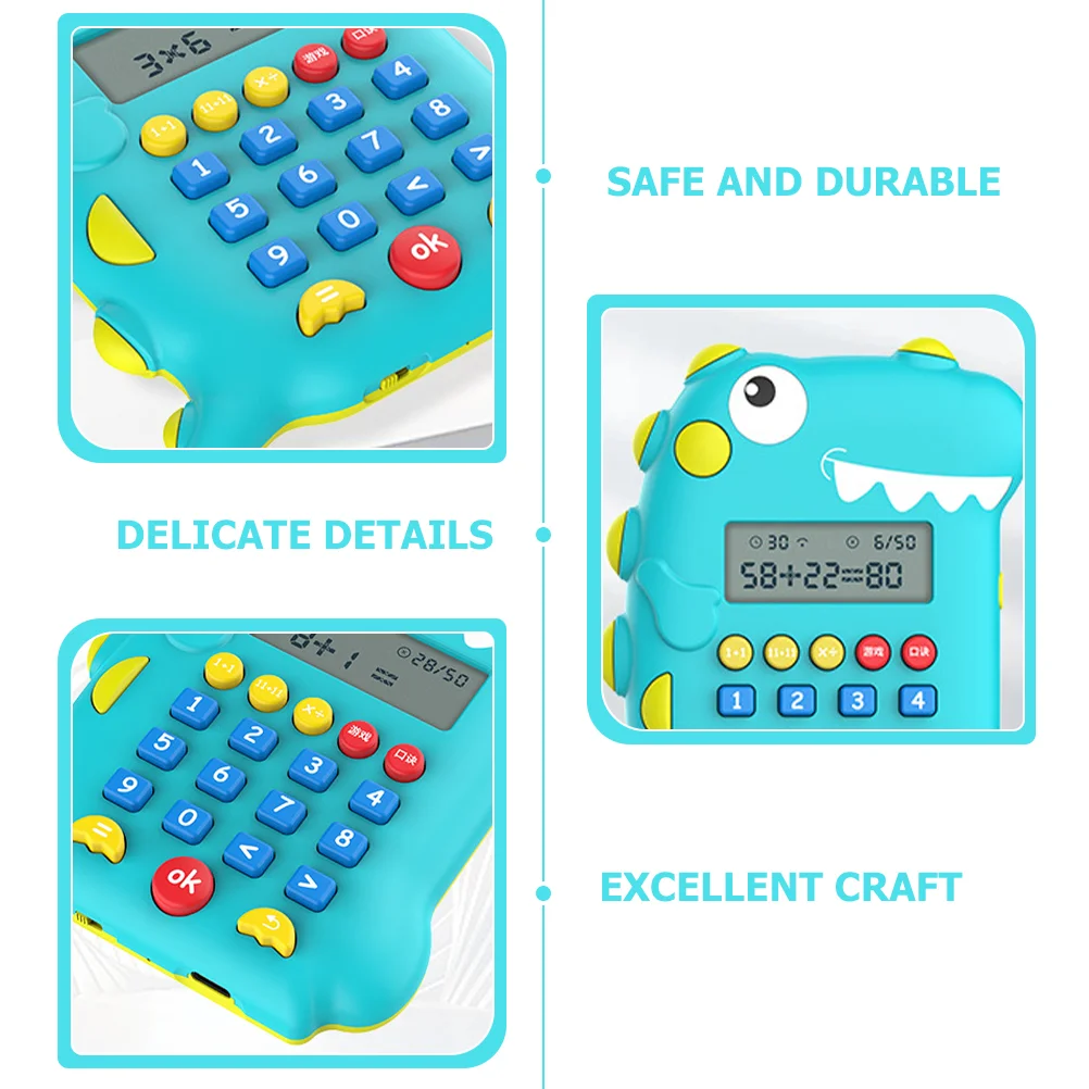 Kids Toys Dinosaur Calculator Lovely Mini Desktop Cartoon Early Education Adorable Sky-blue Educational Calculators Office