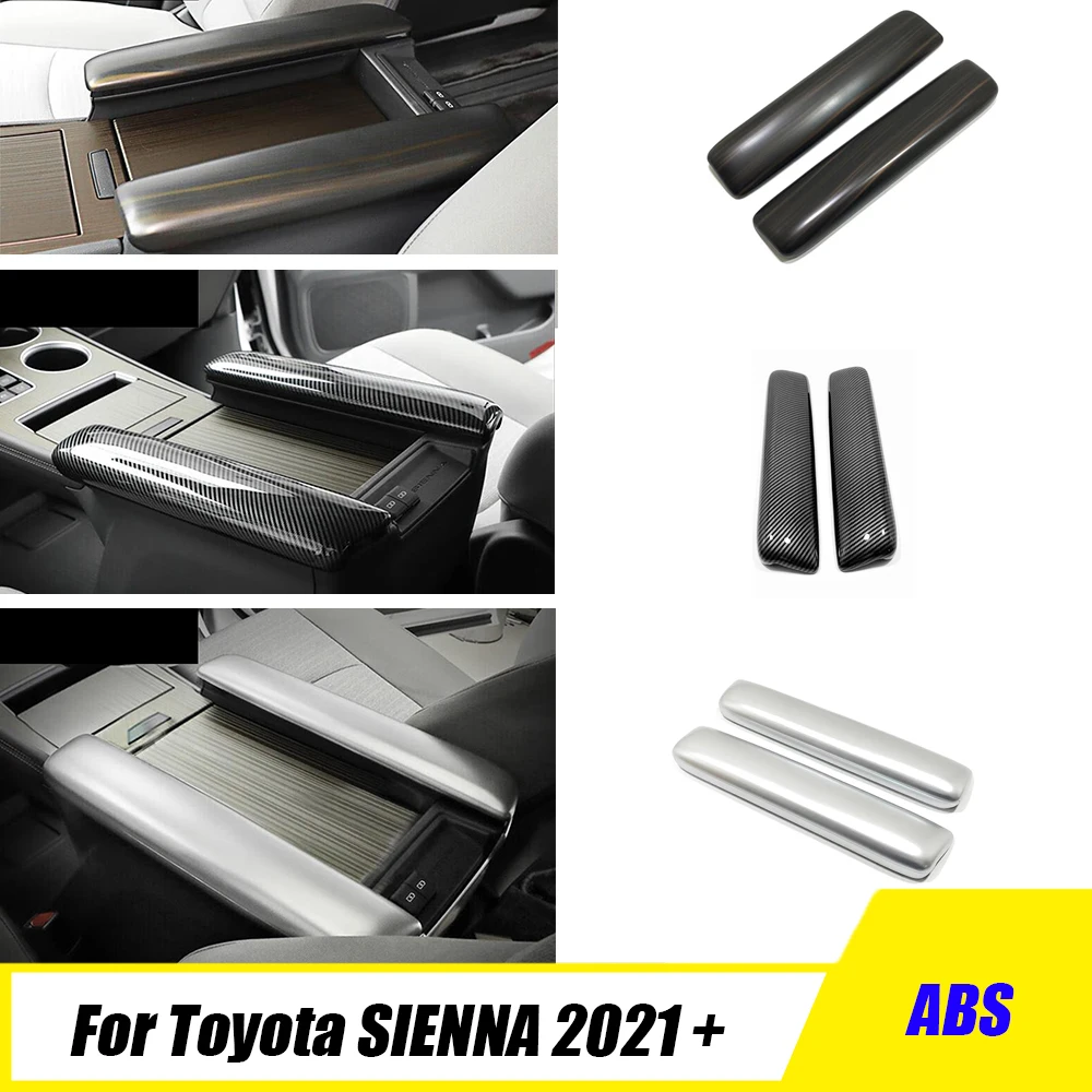 

ABS Carbon Car Front armrest box panel decor Decoration strip Cover Trim For Toyota Sienna XL40 2021 2022 2023 LHD Accessories