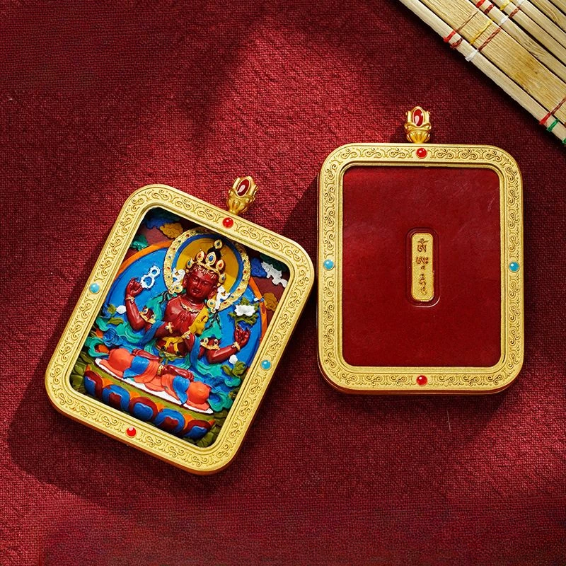 UMQ Original Natural Cinnabar Hand-Painted Thangka Zodiac Guardian Acalanatha Zachilam Pendant Lucky Pendant