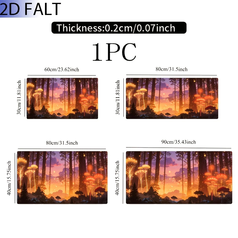 2D Flat, 1PC Oversized, Non-Slip, Table Mat, Mouse Pad, Dream Forest Sunset Luminous Plant, Suitable For PC, Desk And Family Use, Gifts For Boyfriend And Girlfriend, Improve Desktop Comfort. Using High-Density Rubber Substrate, Stable And Non-Slip.