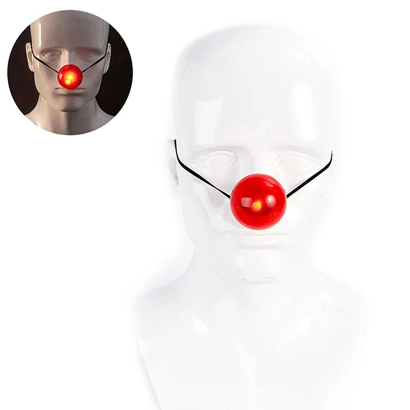 Adult Kids Light Glowing Red Nose Led Clown Nose Dress-up Props Stage Prop for Christmas Halloween Party Costume Red