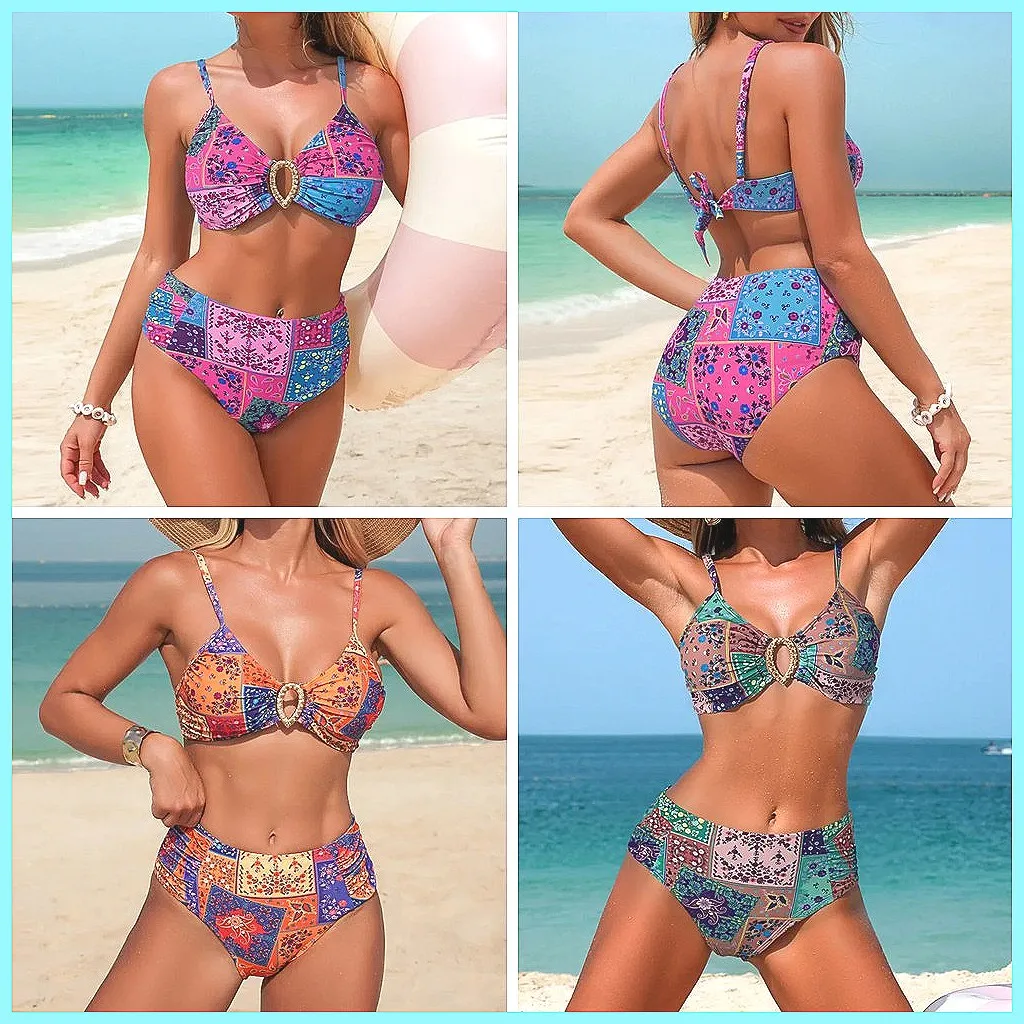 

Sexy Floral Print Brazilian Bikini Set for Women - Summer Beach Swimwear Two Piece Bathing Suit(72 characters)