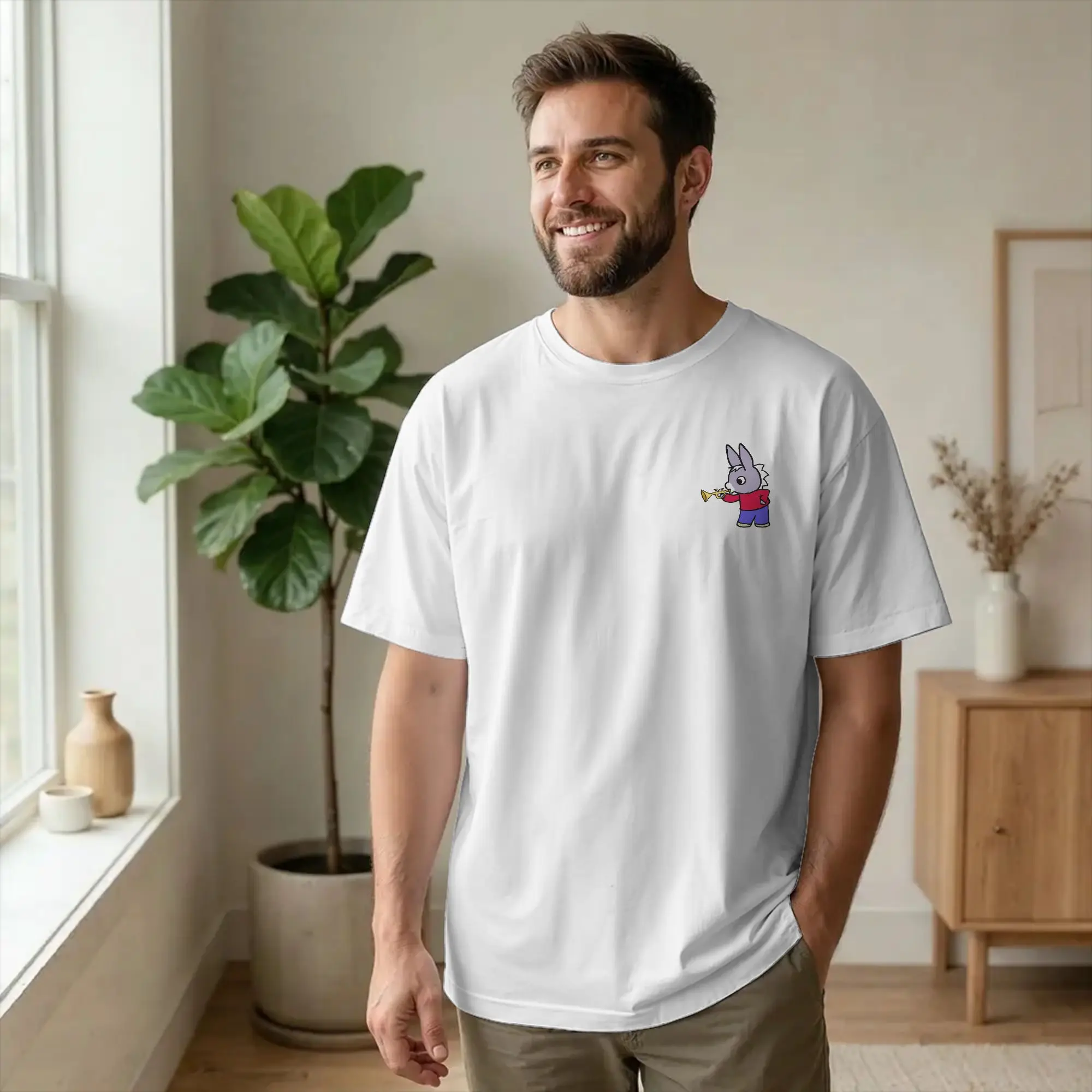 Trotroes Cute Donkey Cartoon T-Shirts Men Round Collar Cotton T Shirt Learning Adventure Short Sleeve Tee New Arrival Clothing