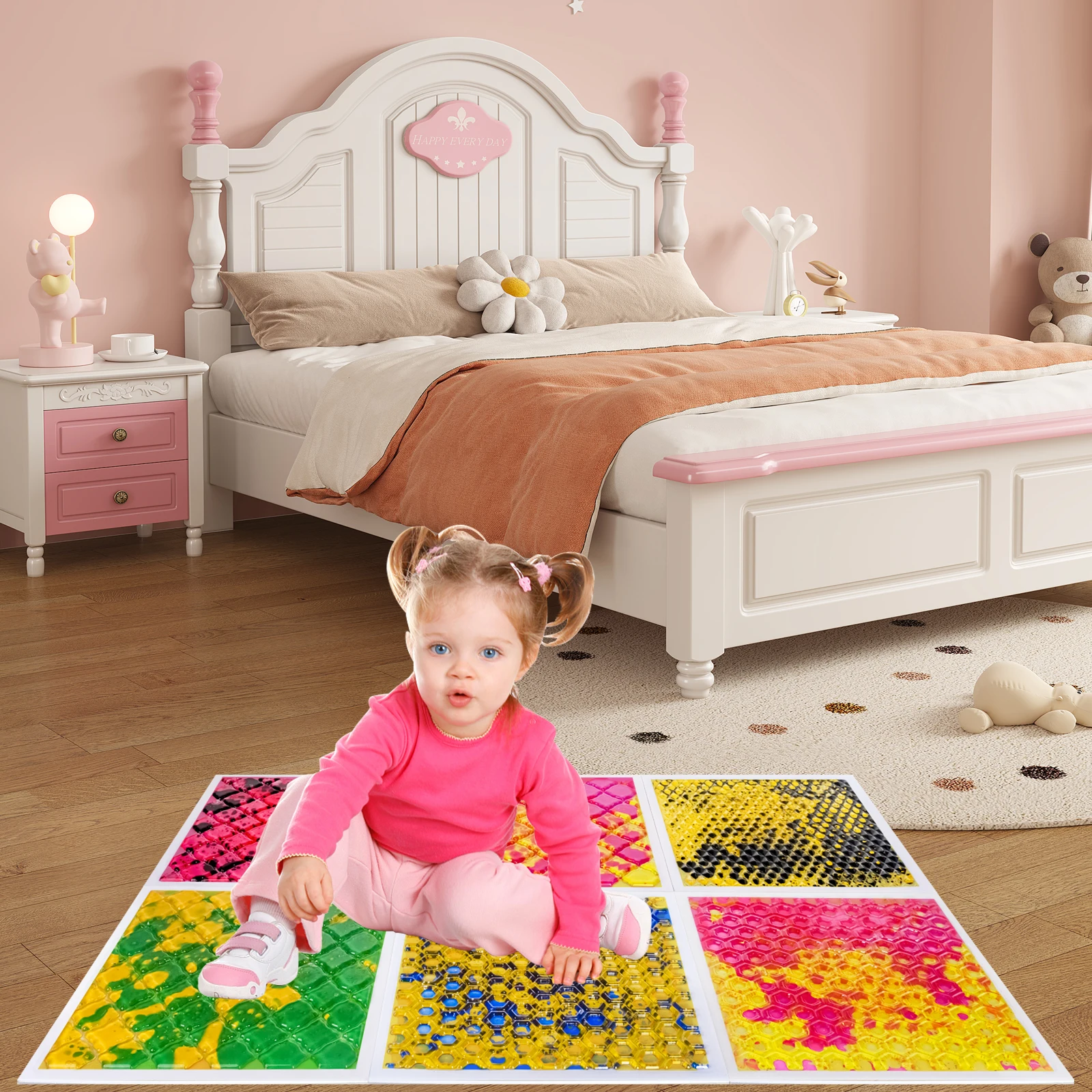 

Liquid Autism Tiles for Kids Sensory Walking Pads Baby Sensory Room Tiles Non-toxic Fun Educational Floor for Children