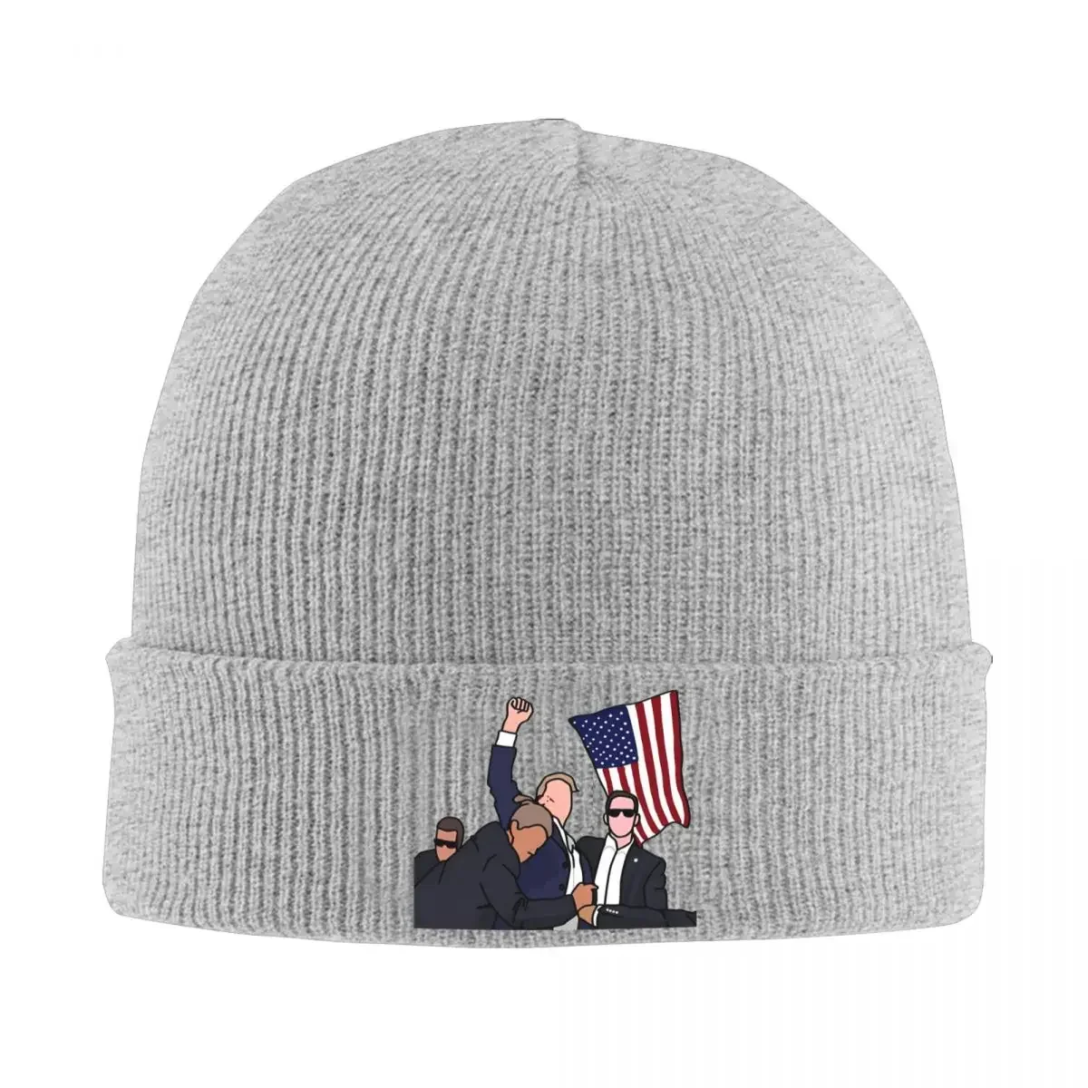 Trump Fight Election Rally Knitted Hat Women's Men's Beanie Winter Hats Acrylic Assassination Attempt Crochet Melon Cap