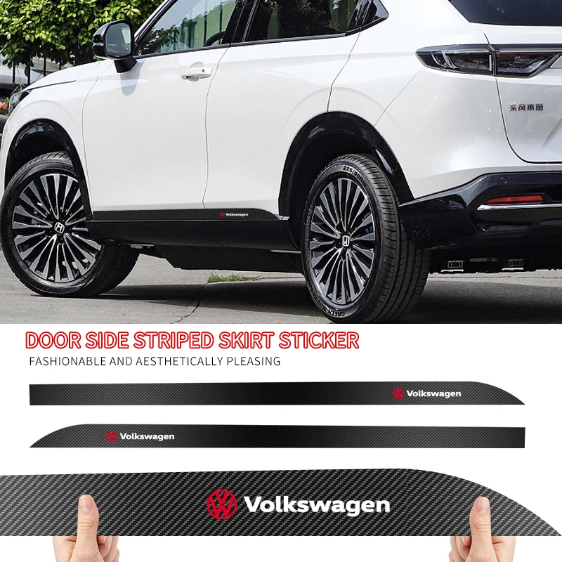 

2 шт., наклейка на боковую юбку двери автомобиля, наклейка для Volkswagen VW Bora Golf MK6 Beetle CC R32 Sharan Jetta Touareg Passat Polo Tiguan