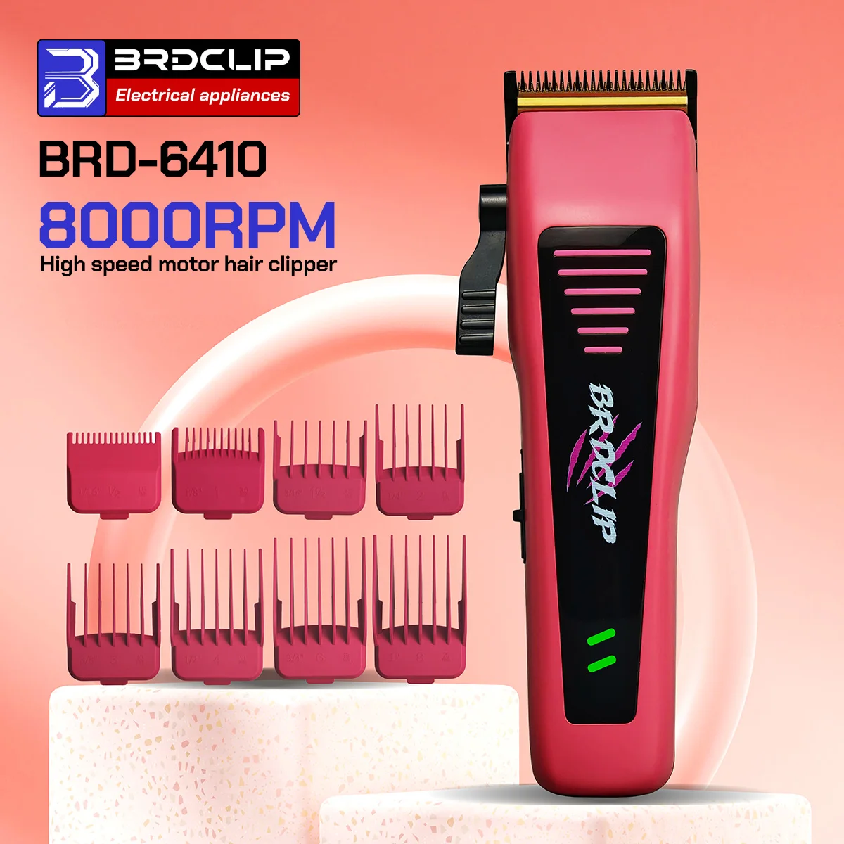 

BRD-6410 8000 об/мин профессиональная высокоскоростная машинка для стрижки волос с глубоким V-образным зубом DLC лезвие салонный градиентный триммер для удаления волос