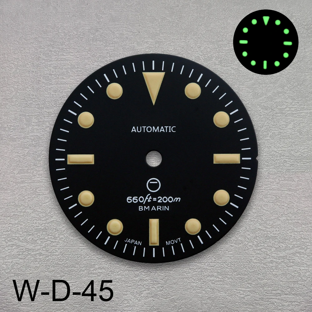 Logo S Retro SUB Dial adecuado para NH35/NH36/4R/7S, movimiento japonés, verde luminoso, accesorios de modificación de reloj, 28,5mm