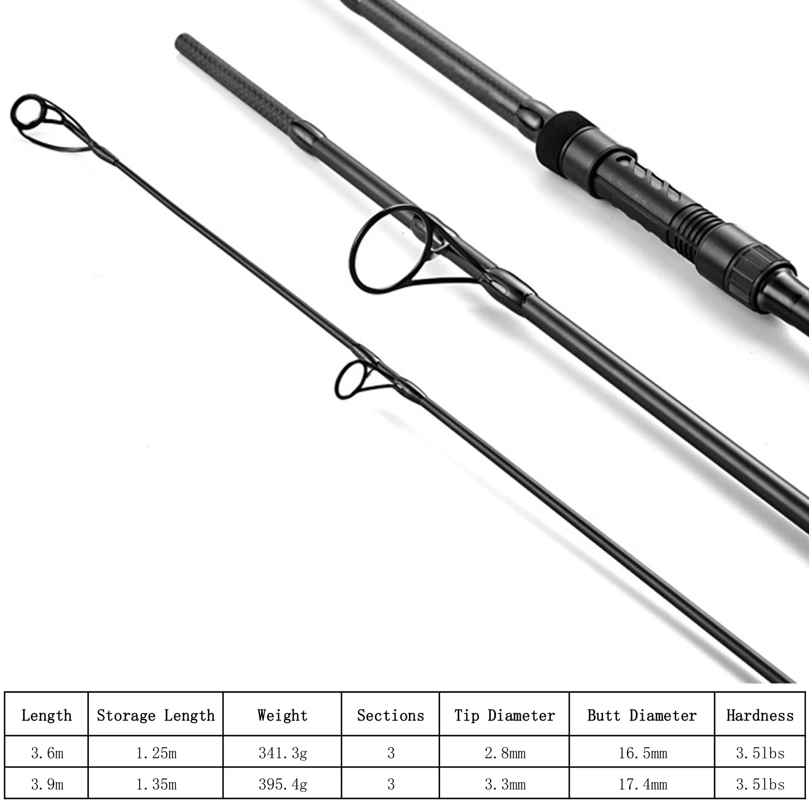 صنارة صيد كبيرة الحلقات الطويلة 3 أقسام صنارة صيد سمك الشبوط خفيفة الوزن صنارة صيد خفيفة الوزن