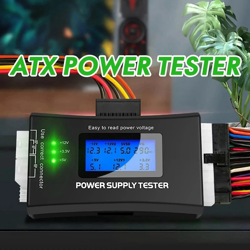 ATX Power Detection Tool Computer Host Power Tester Portable Metal Shell LCD Display Case Power Tester