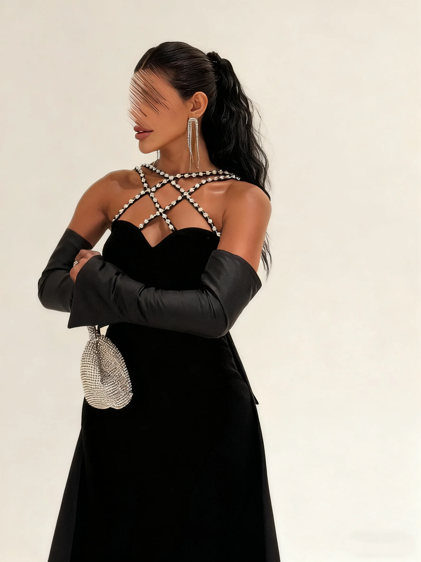 Abito da sera sexy con colletto incrociato nero personalizzato per occasioni speciali Abito da donna Abito da festa per ospiti di nozze