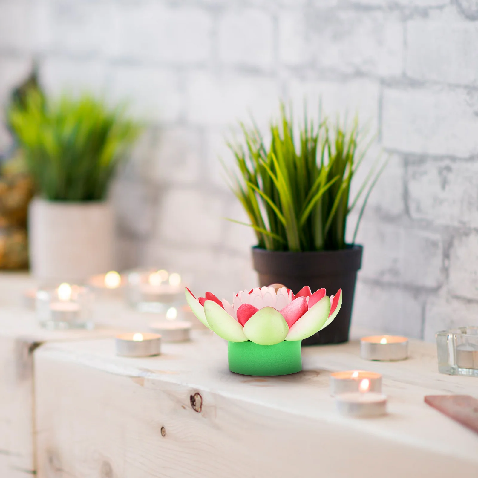 

Operated LED Lotus Light Lamp Portable Compact Home Wedding Festival Buddhist Party Decoration Lotus Light