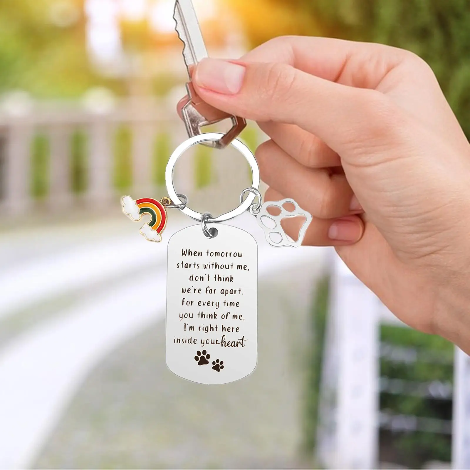 Pet Memorial Keychain Remembrance Gift Pet Loss Gifts Tomorrow Starts without ME Dog Die Sympathy Gift for Pet Lover Owner Women