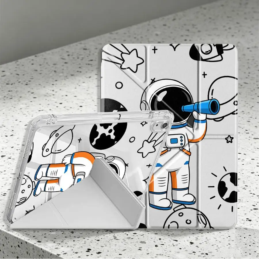 With Pen Slot Cover Tablet Case For Samsung Galaxy Tab A8 S8 A9 Plus S9 Plus S7 FE A11 S10 Lite Funny Astronaut Design