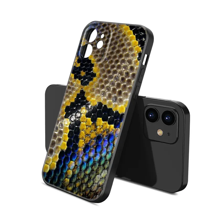 Python Snake Pattern Phone Case For Apple iPhone 12 13 Mini 11 14 15 Pro XS Max 7 8 Plus X XR SE 2020 2022 Black Silicone Case