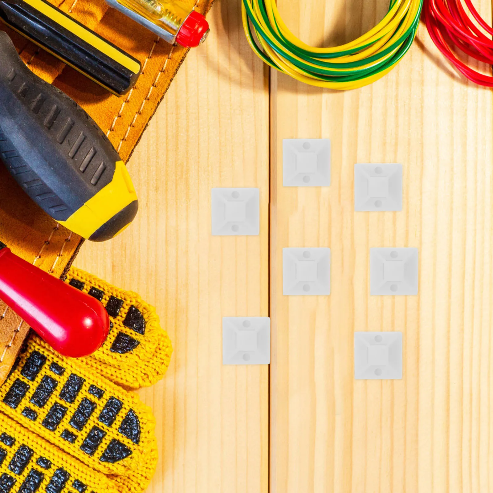 

500 шт. самоклеящихся квадратных креплений для кабельных стяжек, держатели для проводов, органайзеры для кабелей