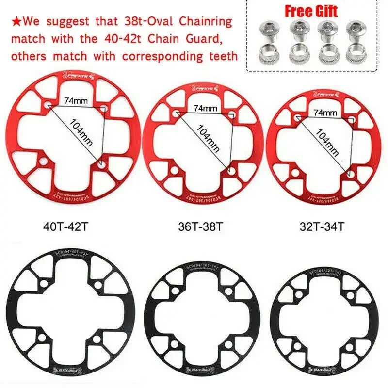 Bike Chainwheel Protector 104BCD MTB Chainring Protection Cover 32/34/36/38T/38/40/42T Bicycle Crankset Guard Crank Accessories