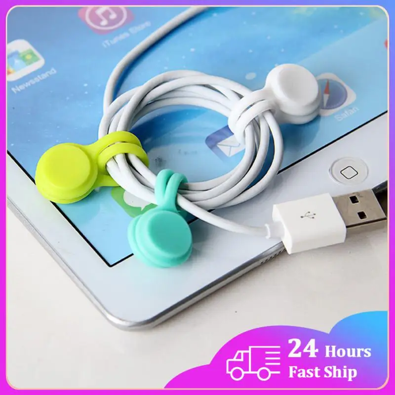 New 3PCS Soft Silicone Magnetic Cable Winder Headphone Earphone Cord Winder Wrap Organizer Data Cable Ties Holder Clips