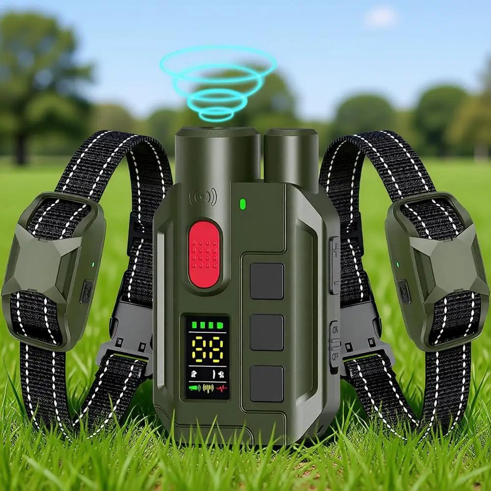 

2-Dog Shock Collar with Remote, Long Range IP67 Waterproof Dog Training Collar, Rechargeable Electric Collar with p, Vibration &