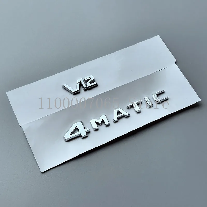 Small V12 4matic ABS Car Emblem Badge for S500 S600 S65L Center Console Fob Logo Car Styling Accessory Sticker Sharp Flat