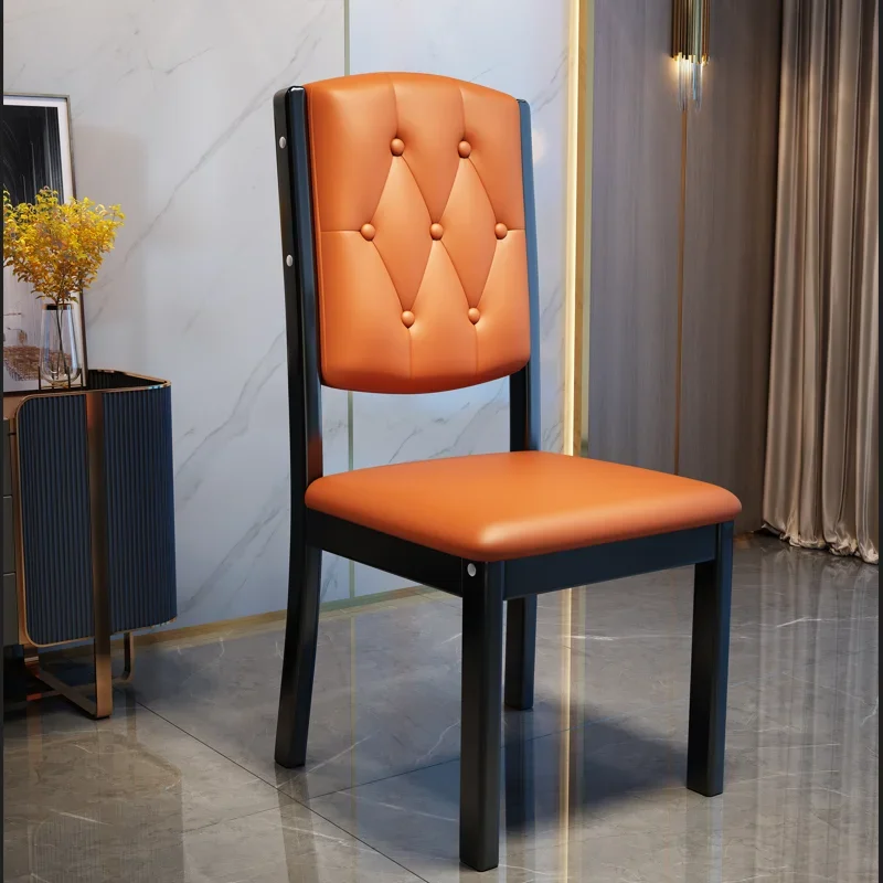 Design Modern Dining Chairs Oak Waterproof Leather Mobile Dining Chair Nordic Wood Armless Cadeiras De Jantar Home Furniture image 4