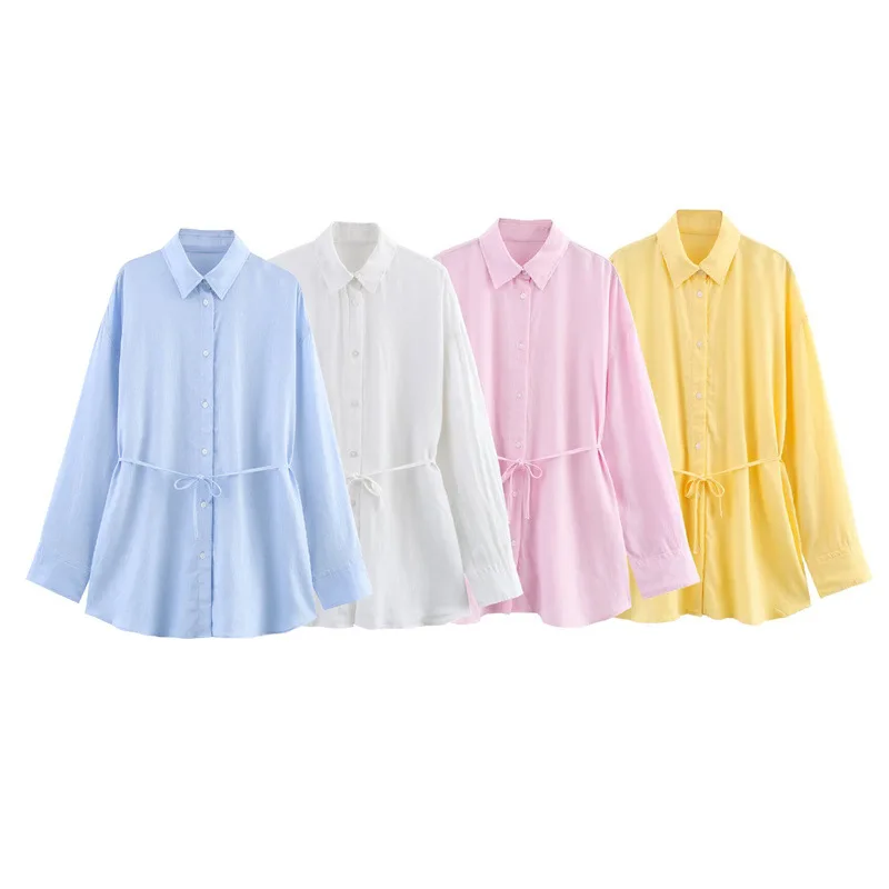 SuperAen 2025 봄 코튼과 린넨 꽃 무늬 긴팔 셔츠 한국 캐주얼 탑 여성 셔츠