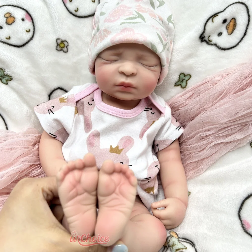 44CM adormecido bebê menina corpo inteiro silicone renascido boneca personalizada lavavel memorial boneca realista para colecionador crianças brinquedo