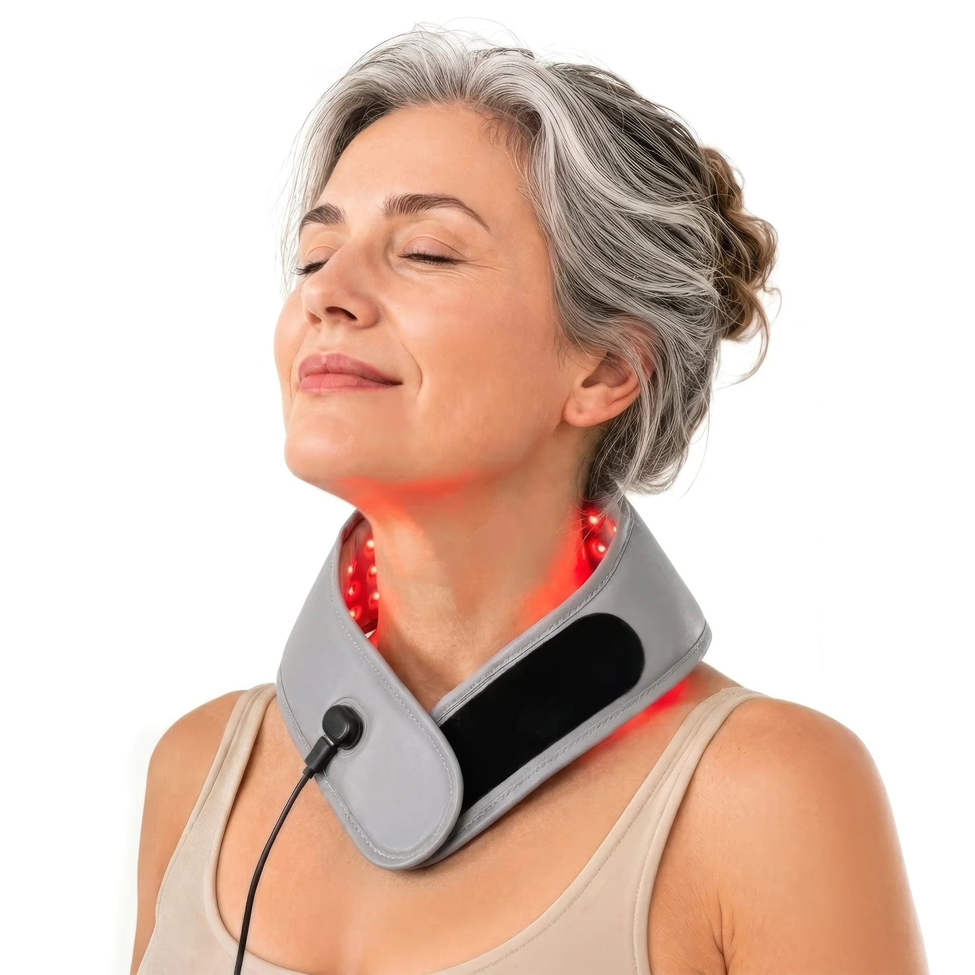 147 LEDs Red Infrared Light Therapy Neck Wrap 660nm & 850nm for Cervical Muscle Relief Soothing Neck Therapy Massager Strap