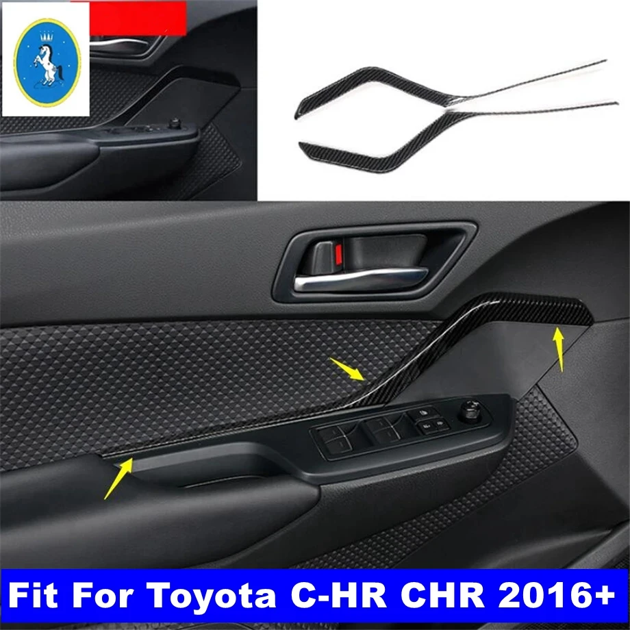 

ABS Carbon Fiber Look Auto Door Doorknob Handle Decor Stripes Refit Kit Cover Trim For Toyota C-HR CHR 2016 - 2022 Accessories