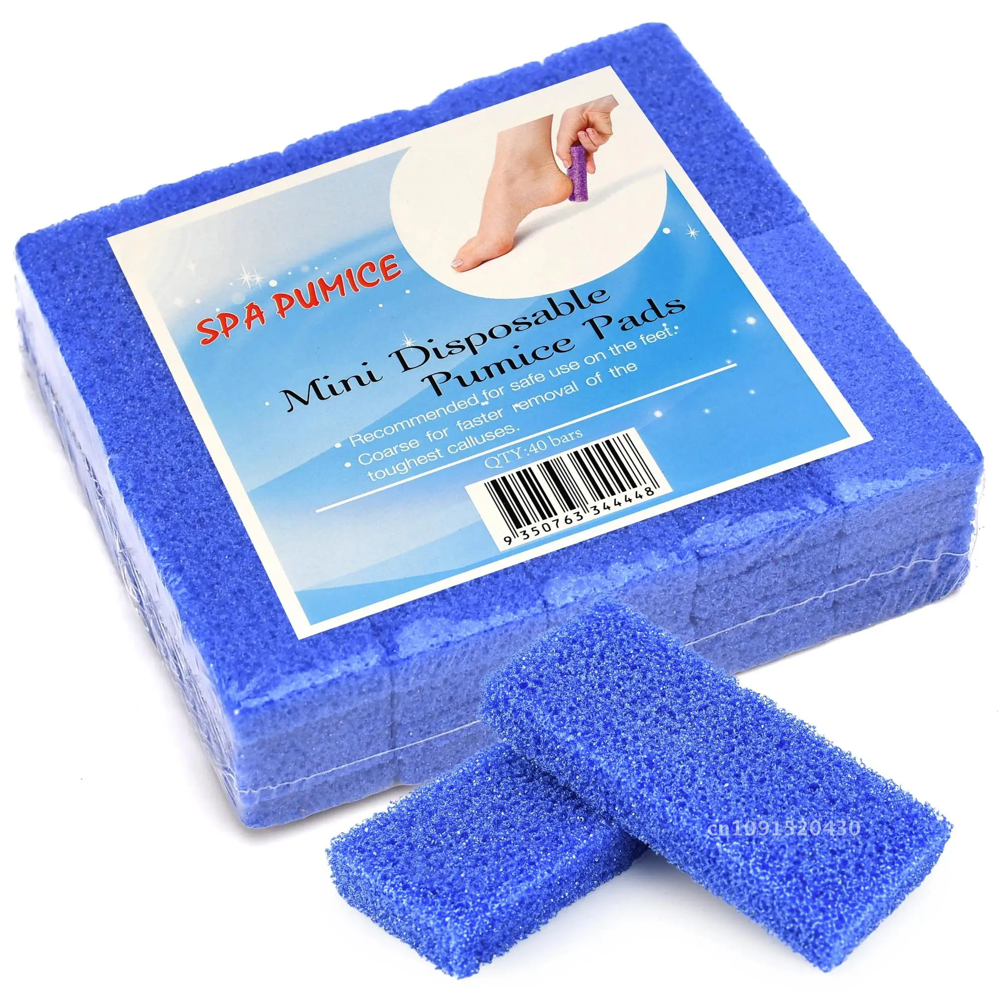 40Pcs Disposable Mini Pumice Stone Bar Pedicure Heels Foot Scrubber Sanding Block Grinding for Hard Skin Foots Callus Remover