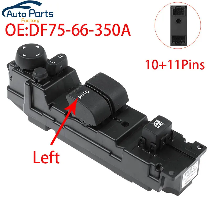 

New Front Left Power Window Switch With Auto Folding Function For Mazda 2 Mazda 6 2008-2012 DF75-66-350A DF7566350A