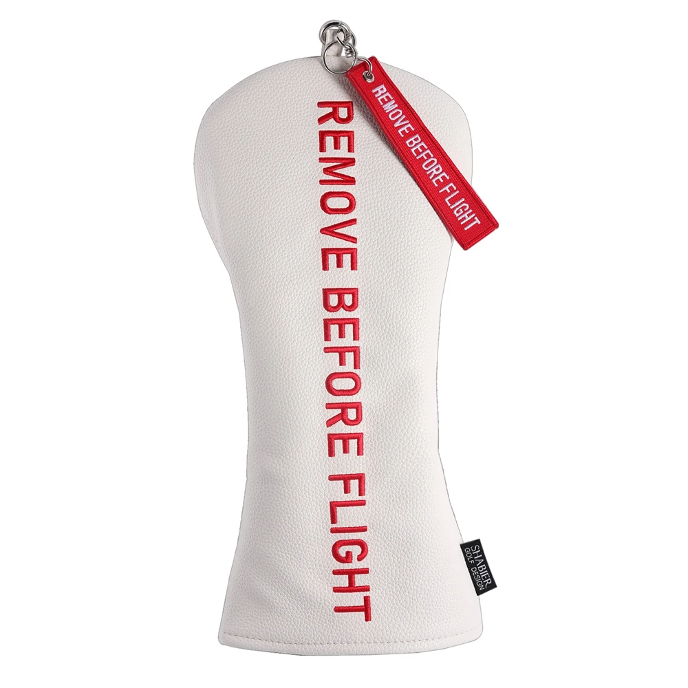 Black REMOVE BEFORE FLIGHT PU Synthetic Leather Golf Club Driver Putter Club Head Cover