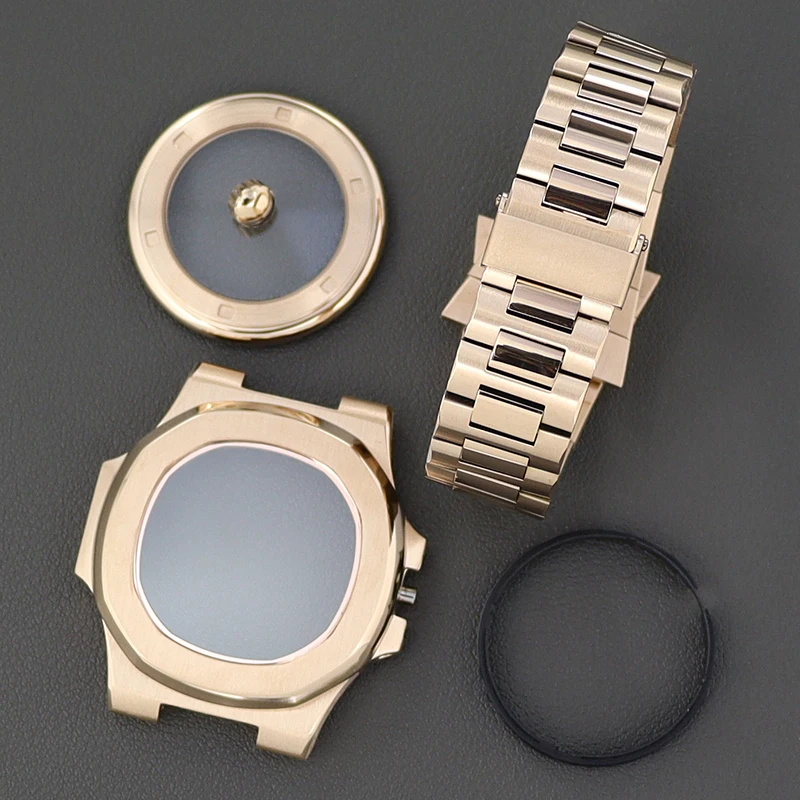 40mm Luxury Ms. Watch Cases Watchband Sapphire For Mod Nautilus Seiko NH35A NH36 NH34 NH38 4R36 Movement 30.8mm Dial Rose Gold