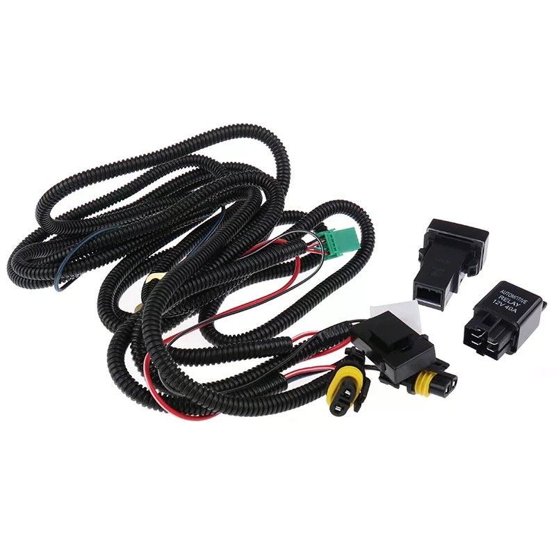 H11 Fog Light Wiring Harness Sockets Wire LED indicators Switch 12V 40A Relay