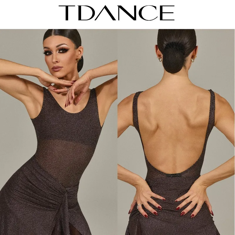 

Customized TDANCE Latin Modern Practice Wear [Resin Backless Vest] Women's Layering Top Slim Fit GL-210