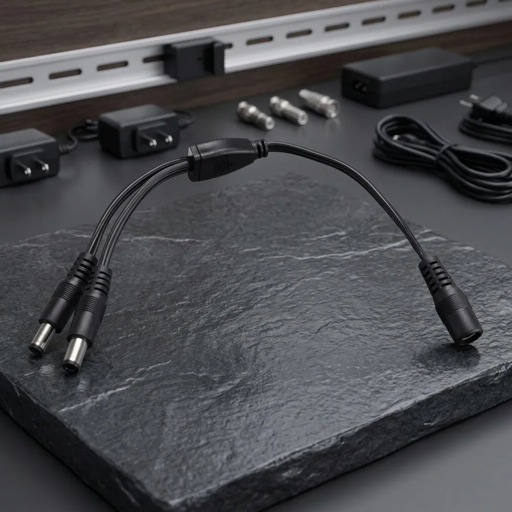Dual Male DC Power Splitter Cable 12V 15A with PVC Jacket and Pure Copper Conductors for Efficient Power Distribution