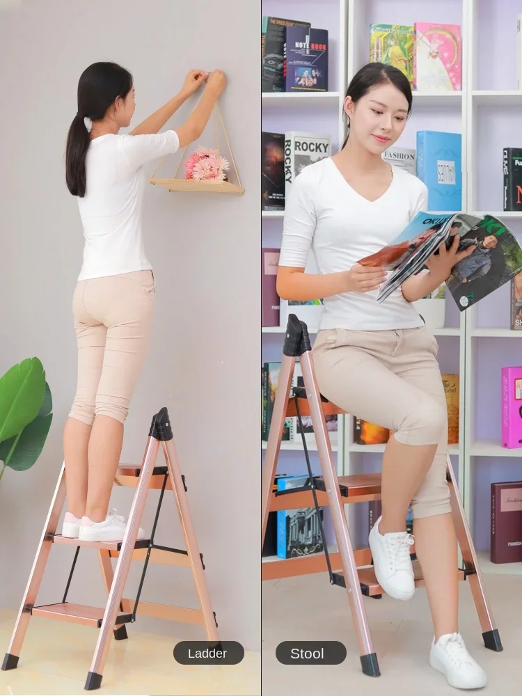 

Household Multifunctional Herringbone Folding Ladder Indoor Flower Stand Ladder Thickened Three-step Portable Ladder