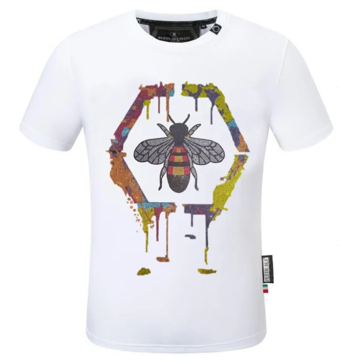 تي شيرت رجالي ذو علامة تجارية فاخرة مع تي شيرت مصمم عصري من حجر الراين