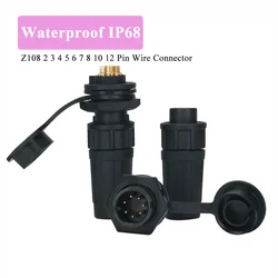 Waterproof 2 3 4 5 6 7 8 10 12 Pin Cable Connector Heavy Duty Z108 Buckle 10A IP68 Aviation Panel Plug Socket with Cover