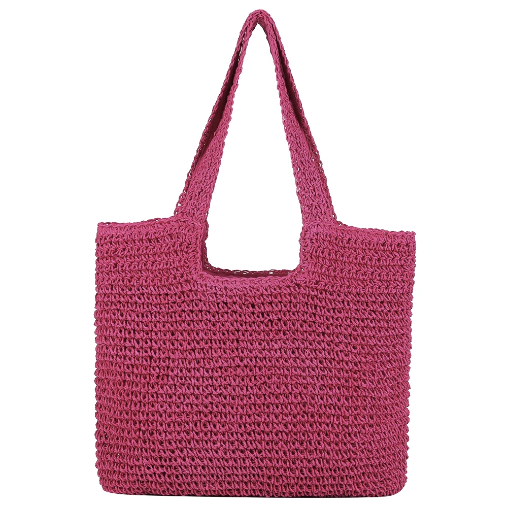 Bolsas tecidas à mão para mulheres, corda de papel, bolsas casuais de grande capacidade, bolsa de viagem artesanal, simples, casual, moda, verão