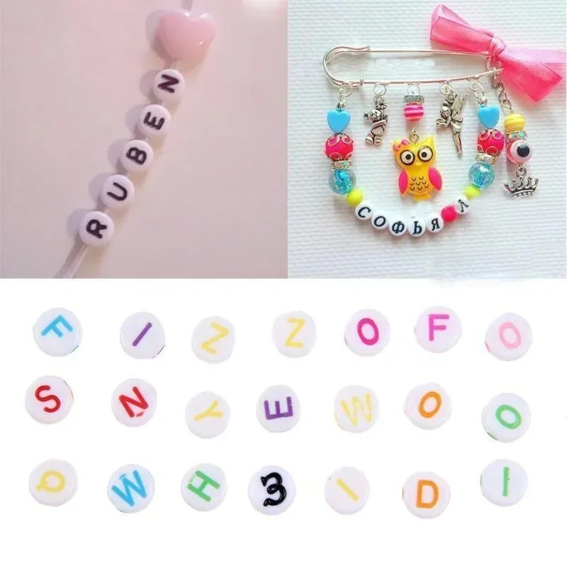 100 Pcs 7mm Colorful Round Alphabet Acrylic Letter Beads for DIY Bracelet Jewelry Making Accessories