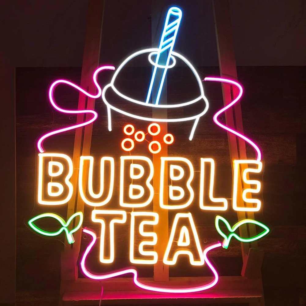 Bubble Tea Neon Sign Led Light Boba Tea Shop Room Decoration Bar Cafe Restaurant Decor Neon Light Wall Art Decoration Led Lamp